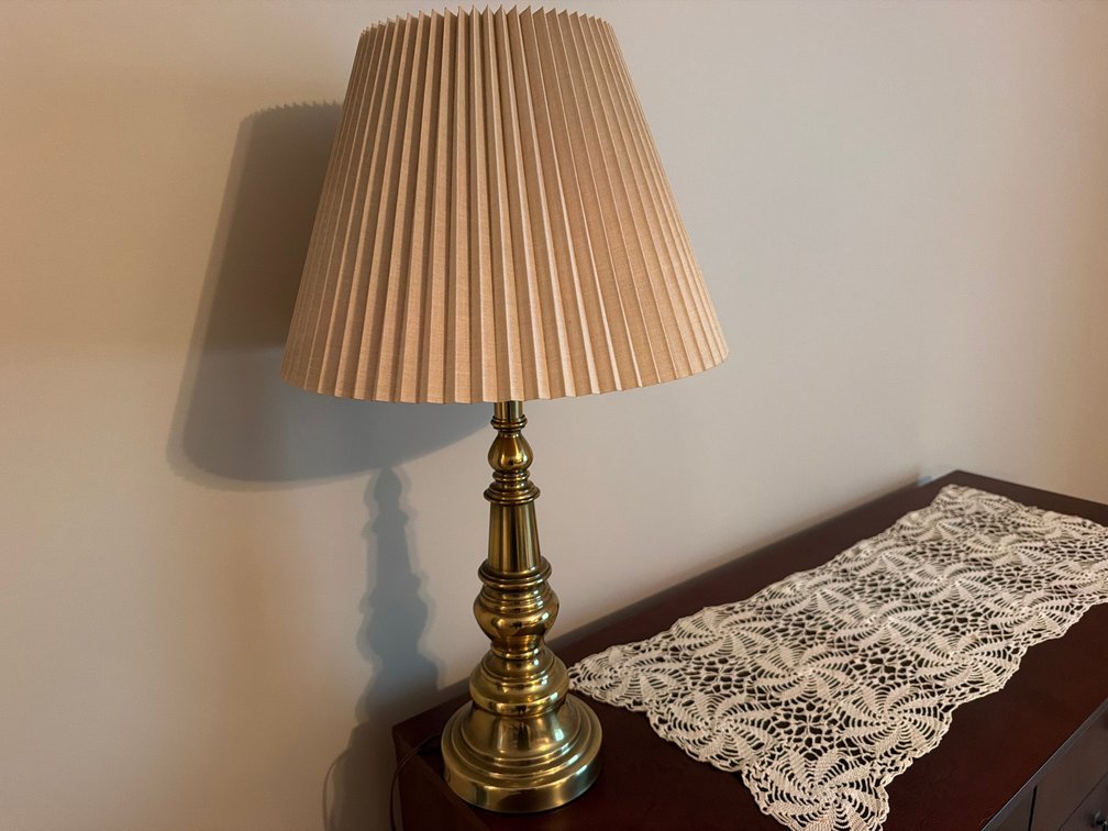 Brass-Tone Baluster Table Lamp with Pleated Shade