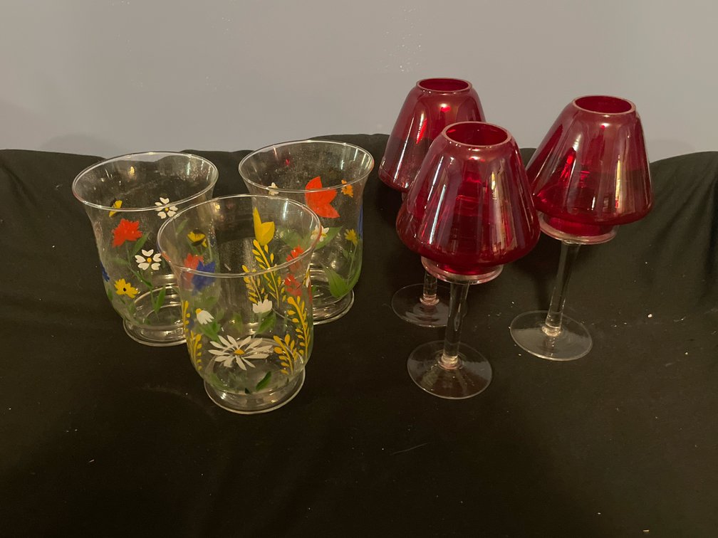Painted Glass Candle Holders and Ruby Glass Candle Holders