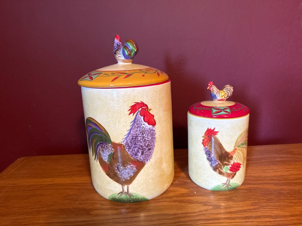 Oneida Fairweather Friends Rooster Canisters