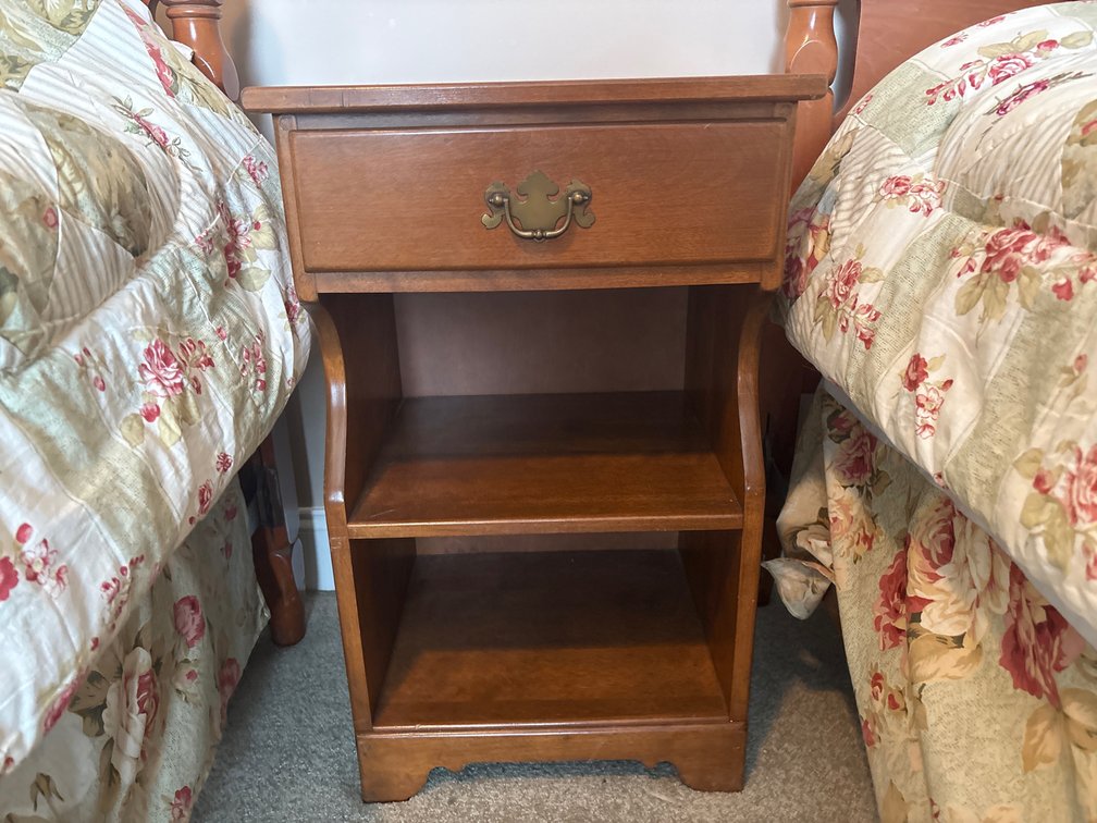 Ethan Allen Baumritter Wood Nightstand with Drawer and Shelves
