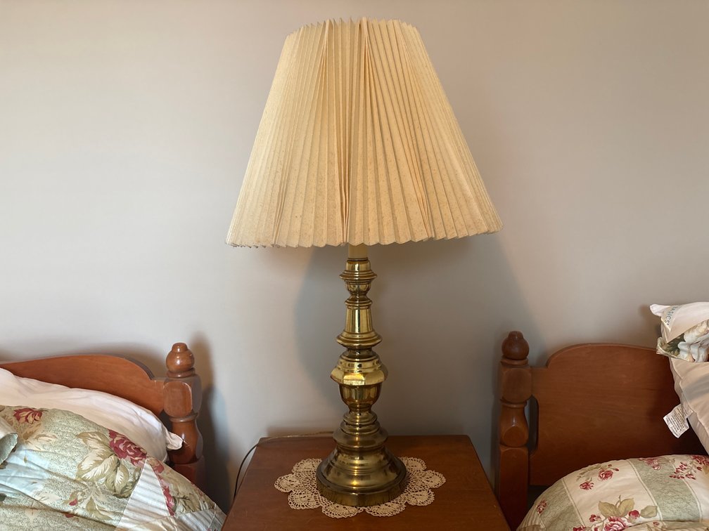 Brass-Tone Baluster Table Lamp with Pleated Shade