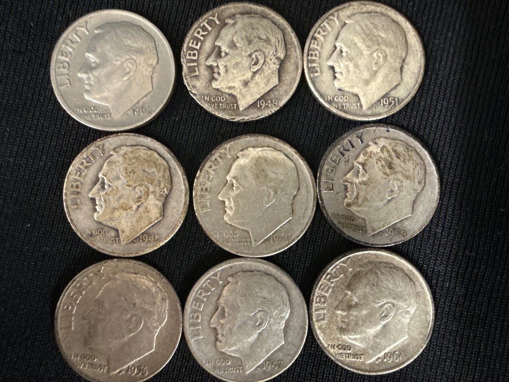 US Roosevelt Silver Dimes