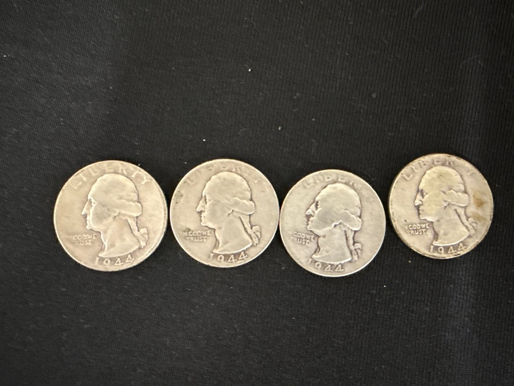 1944 US Washington Quarter Dollars