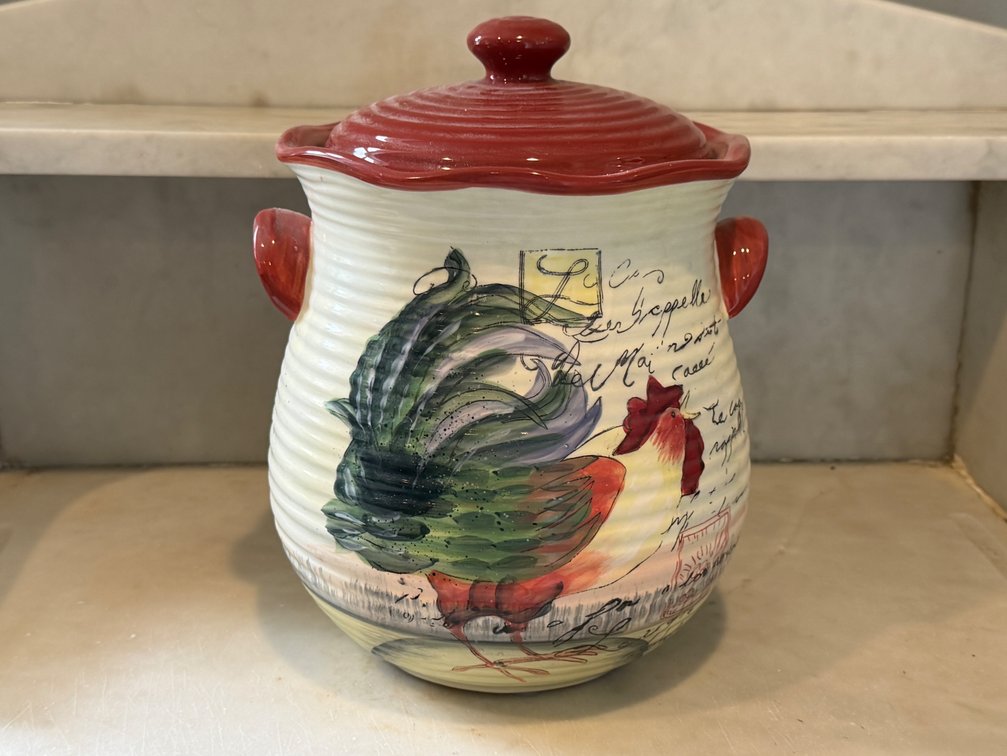 Certified International Rooster Ceramic Canister with Lid