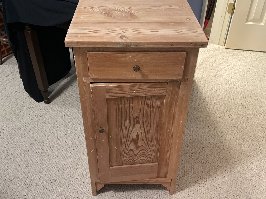 Pine Bedside Cabinet and Painted Wooden Cabinet