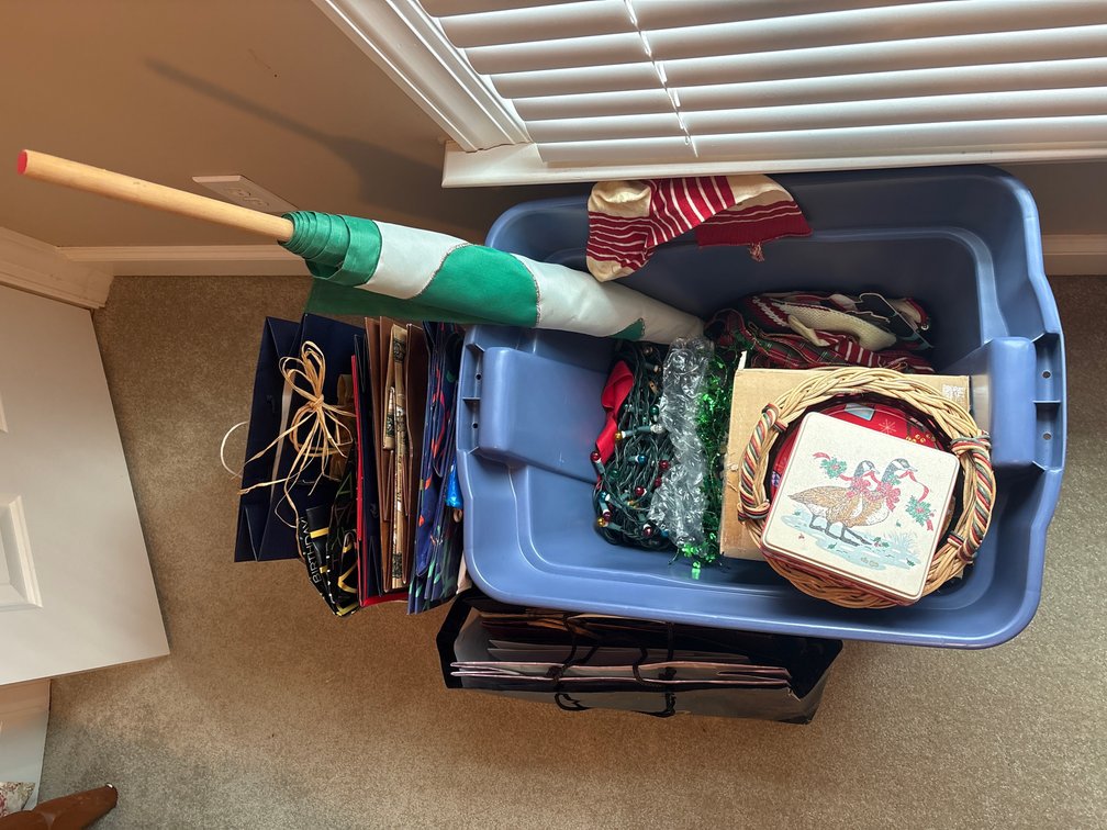 Holiday Decor, Decorative Tin, Gift Bags, and Storage Tote