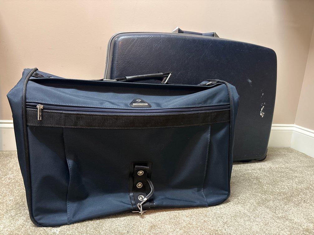 Hard-Shell Suitcase and Folding Garment Bag