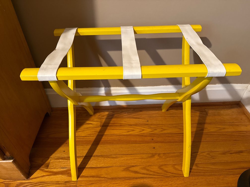 Yellow Painted Wooden Folding Luggage Rack
