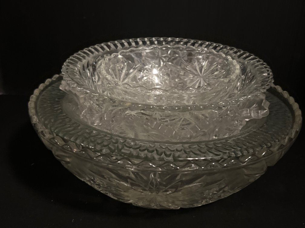 Clear Pressed and Cut Glass Bowls