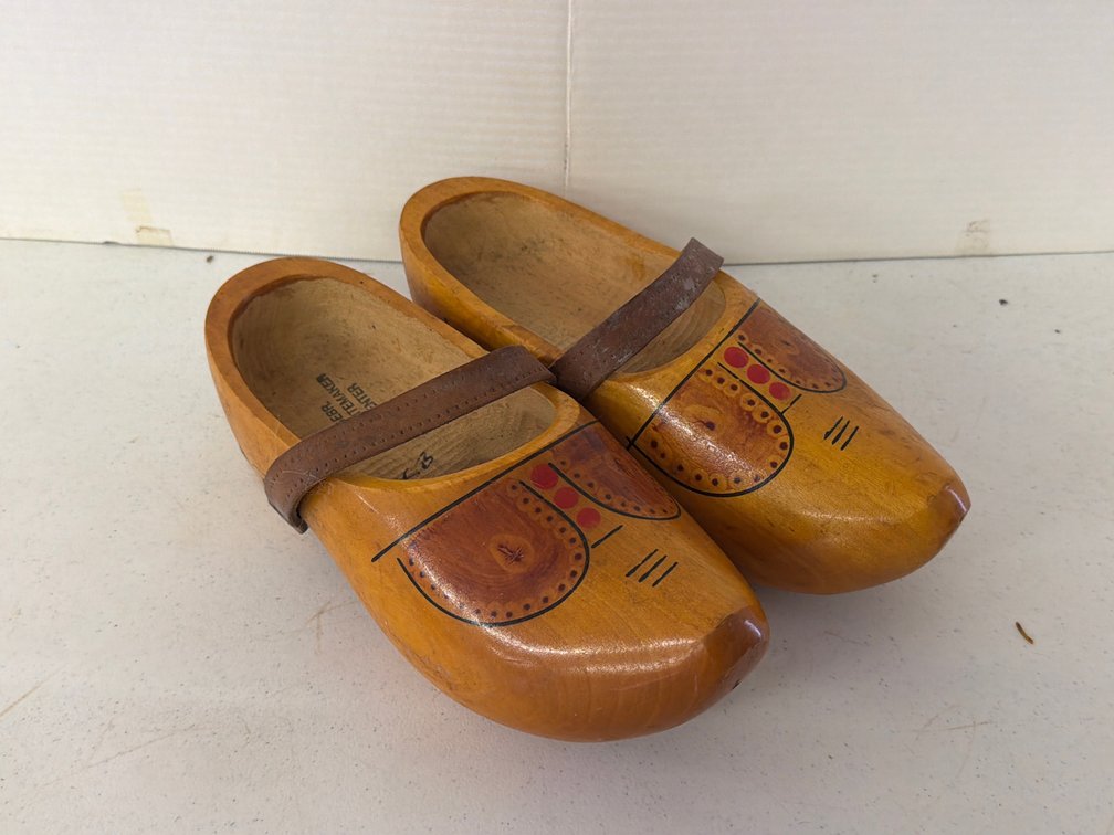 Gebr. Schuitemaker Painted Wooden Clogs with Leather Straps