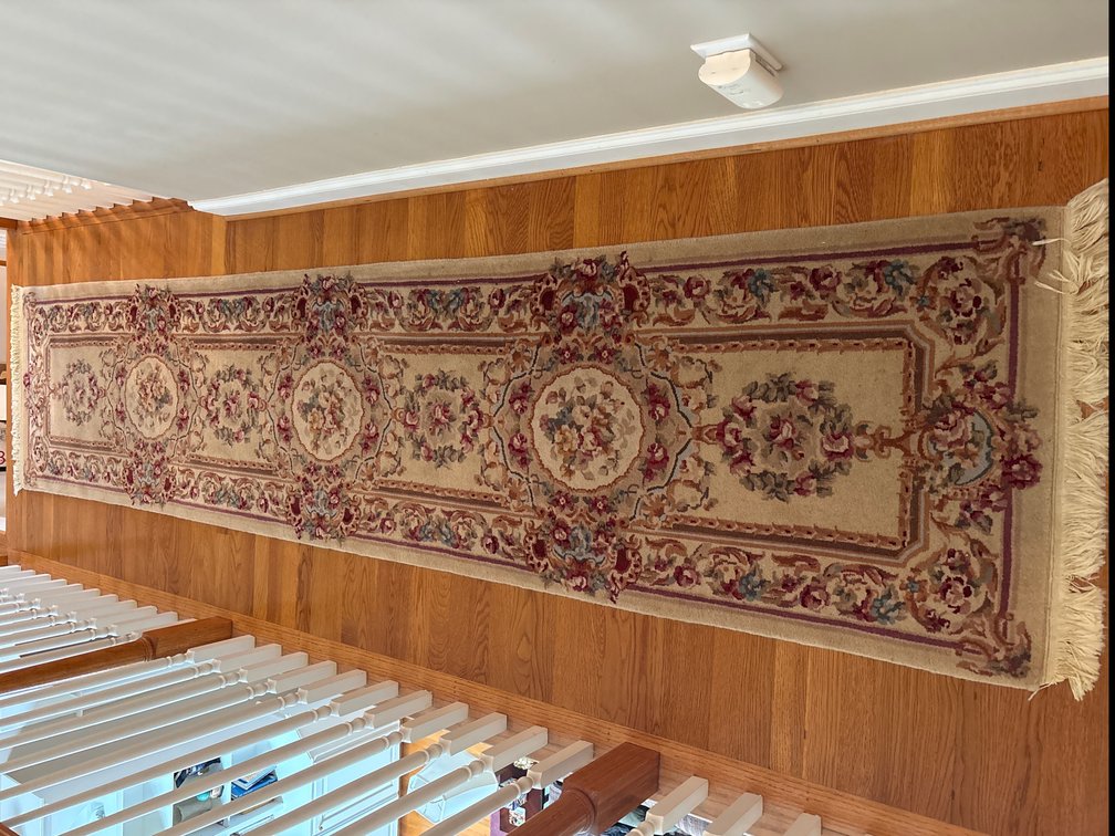 Woven Floral Runner Rug with Fringed Ends