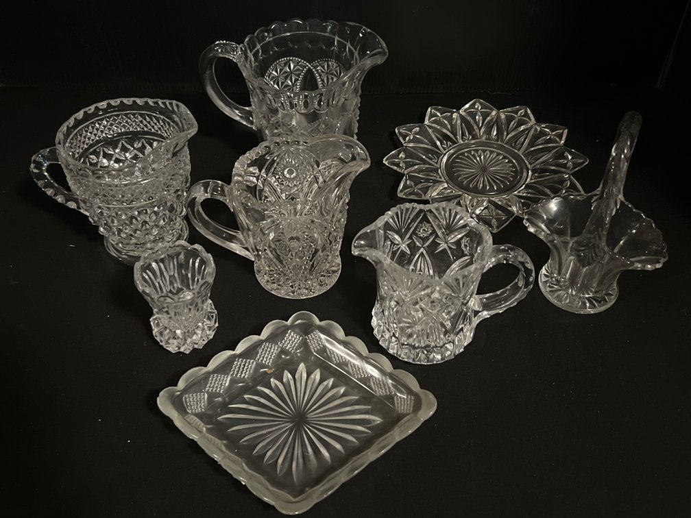 Clear Pressed Glass Creamers, Dishes, and Tableware