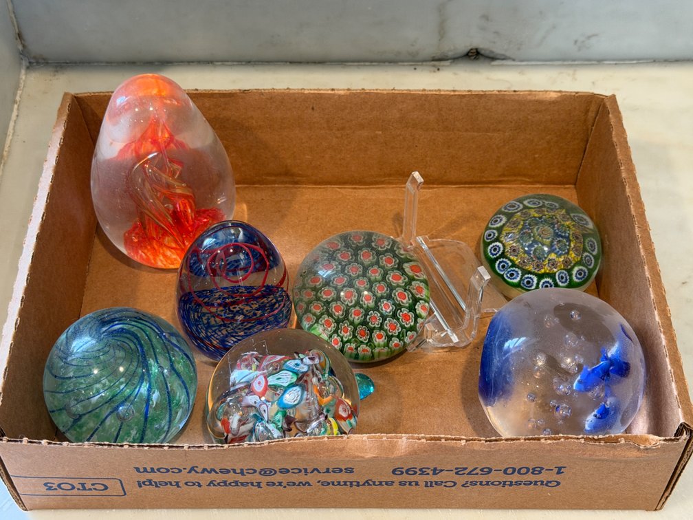 Millefiori and Swirl Art Glass Paperweights