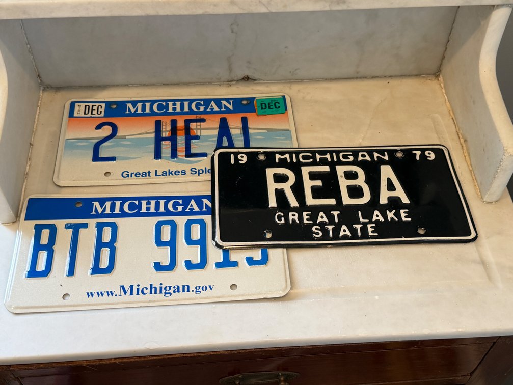 Three Michigan Embossed Metal License Plates