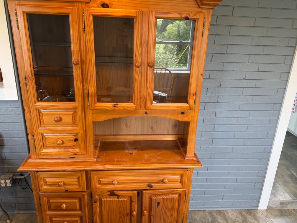 Knotty Pine China Cabinet Hutch