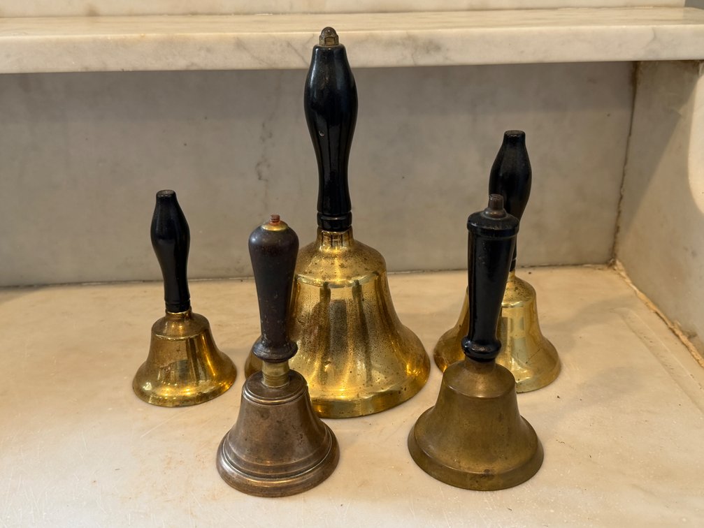 Brass and Metal Hand Bells with Turned Handles