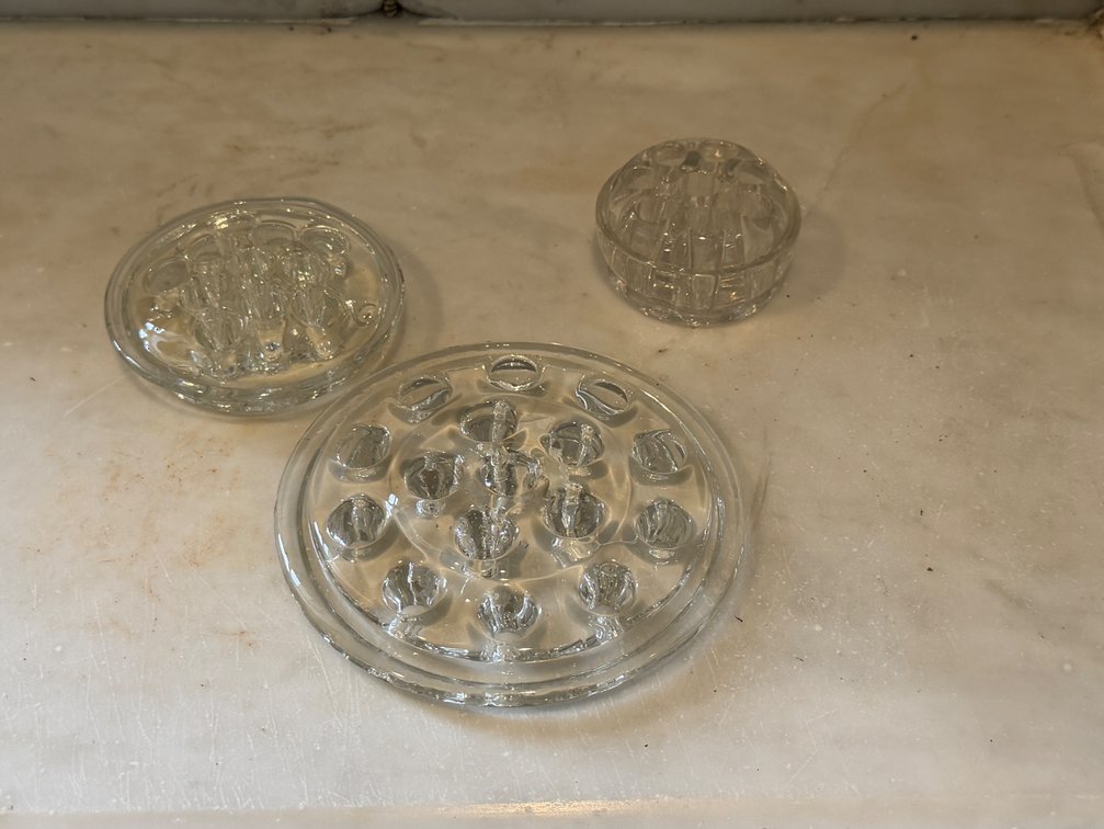 Clear Molded Glass Flower Frogs