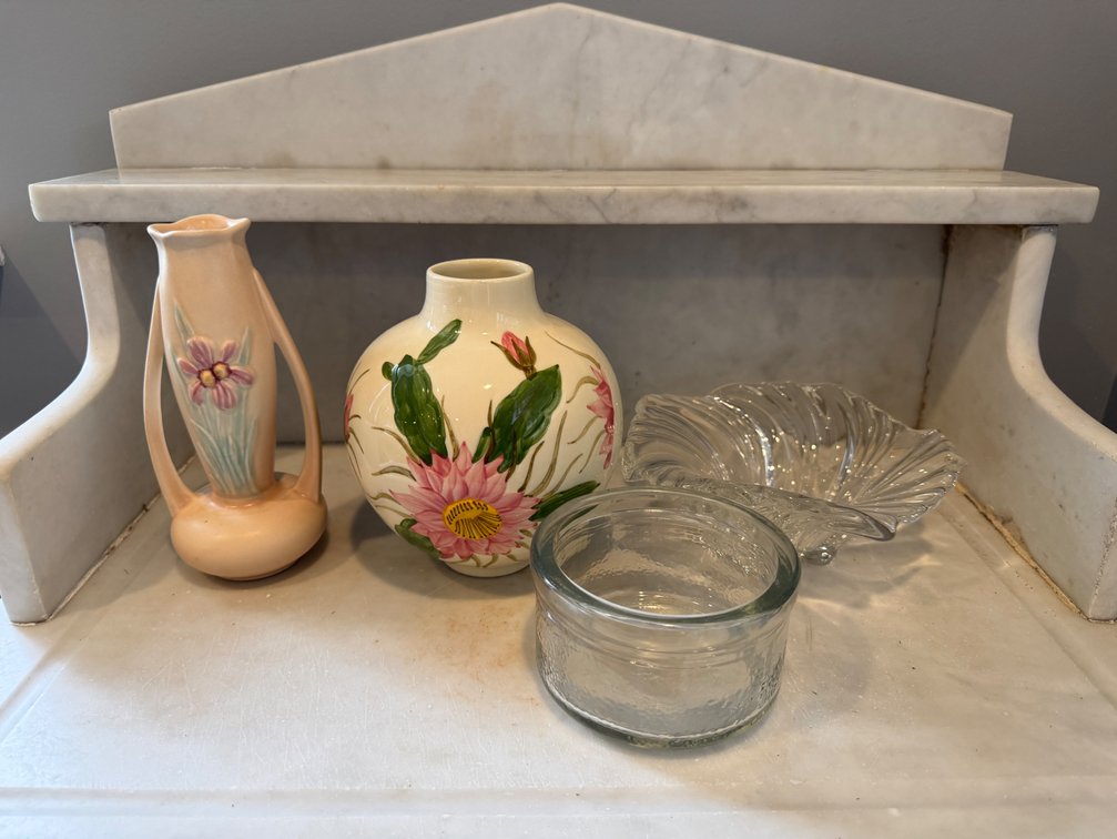 Ceramic Art Pottery Vases and Molded Glass Dishes