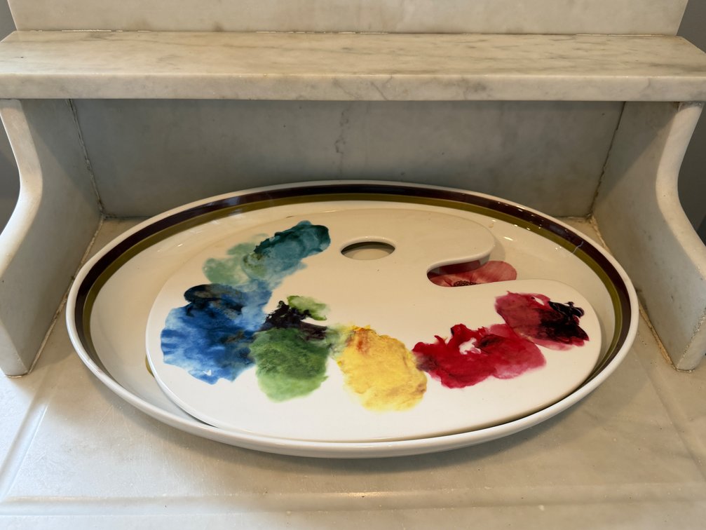 Ceramic Floral Platter and Artist's Palette Tray