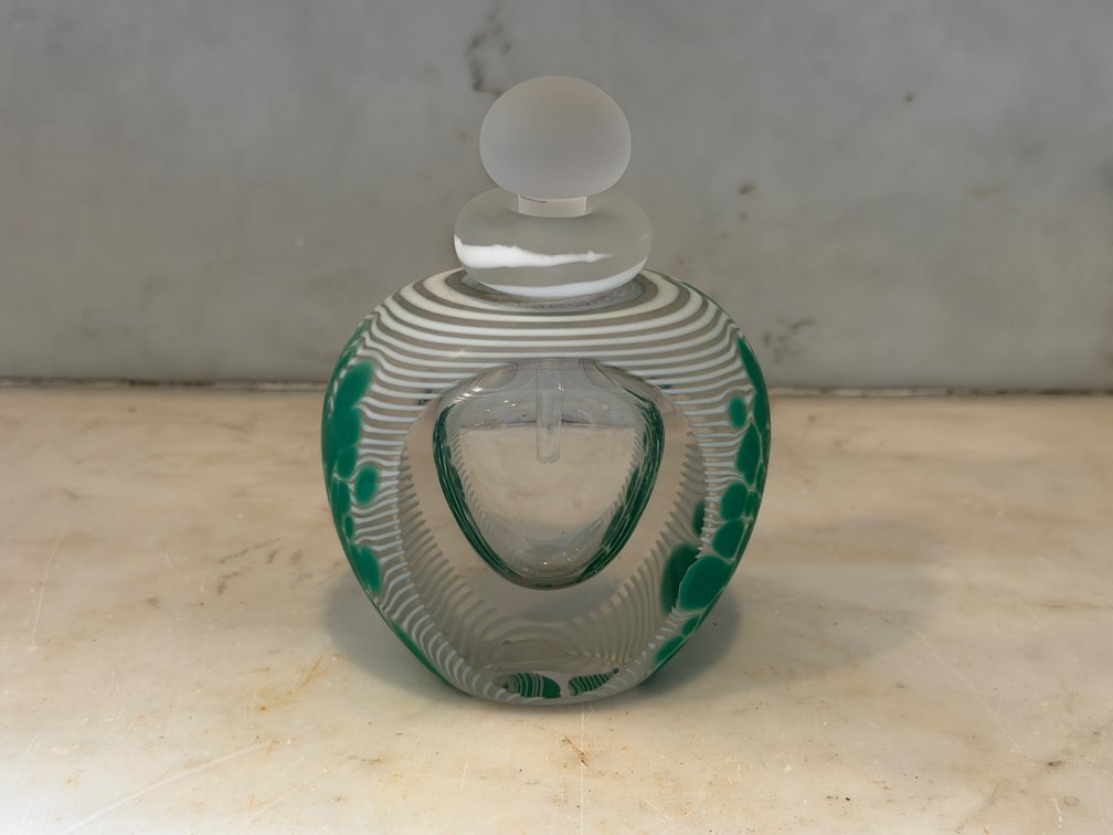 James Clark Modern Abstract Blown Art Glass Perfume Bottle with Stopper