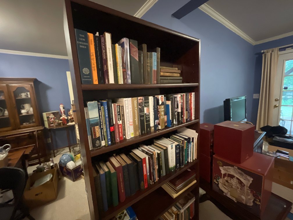 Tall Dark Finish Wooden Bookcase