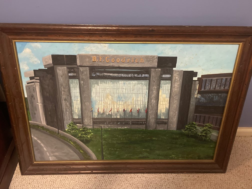 Framed B.F. Goodrich Architectural Painting