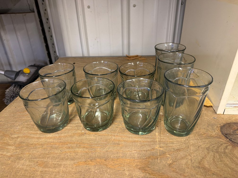 Pale Green Tinted Molded Glass Tumblers