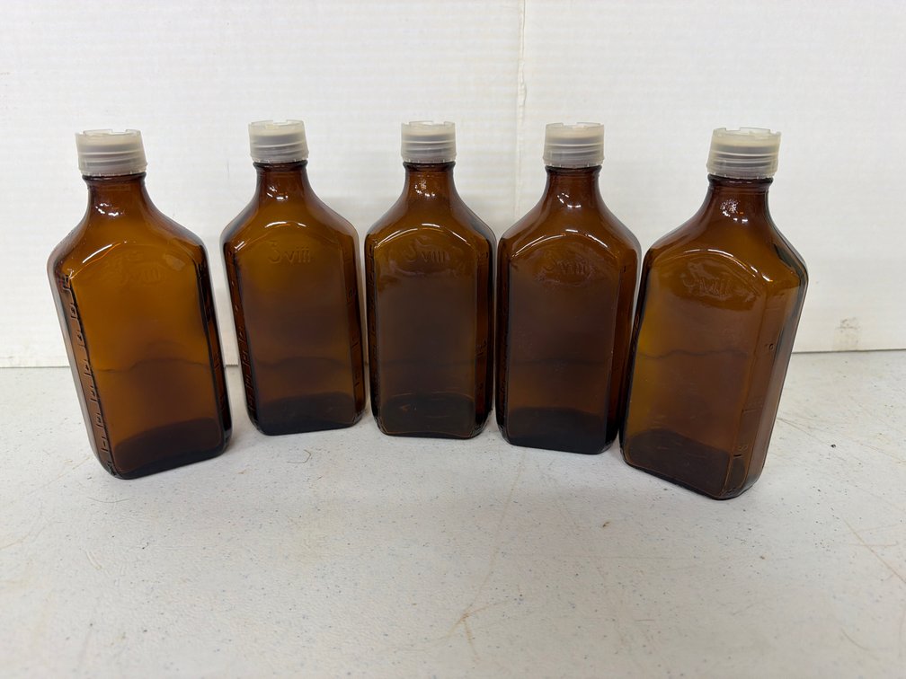 Amber Glass Graduated Medicine Bottles with Caps