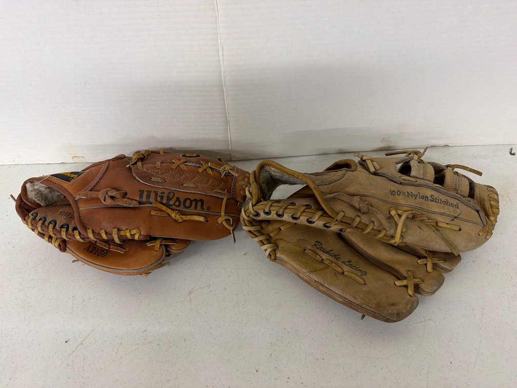 Two Right-Handed Leather Baseball Gloves