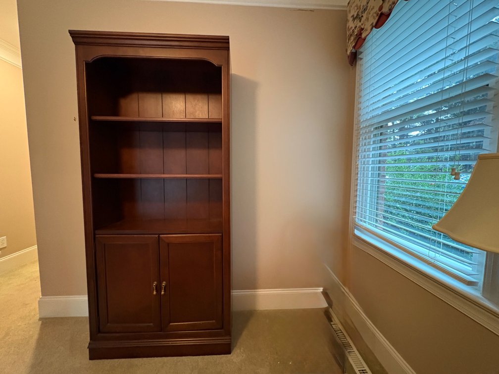 Tall Wooden Bookcase with Lower Cabinet