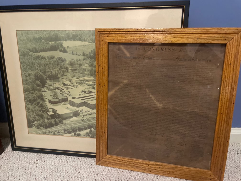 Framed Aerial Photograph and Declaration of Independence Print