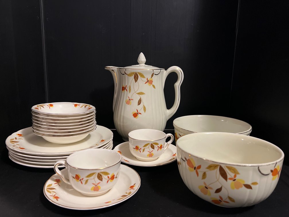 Hall Autumn Leaf Ceramic Dinnerware and Coffee Service