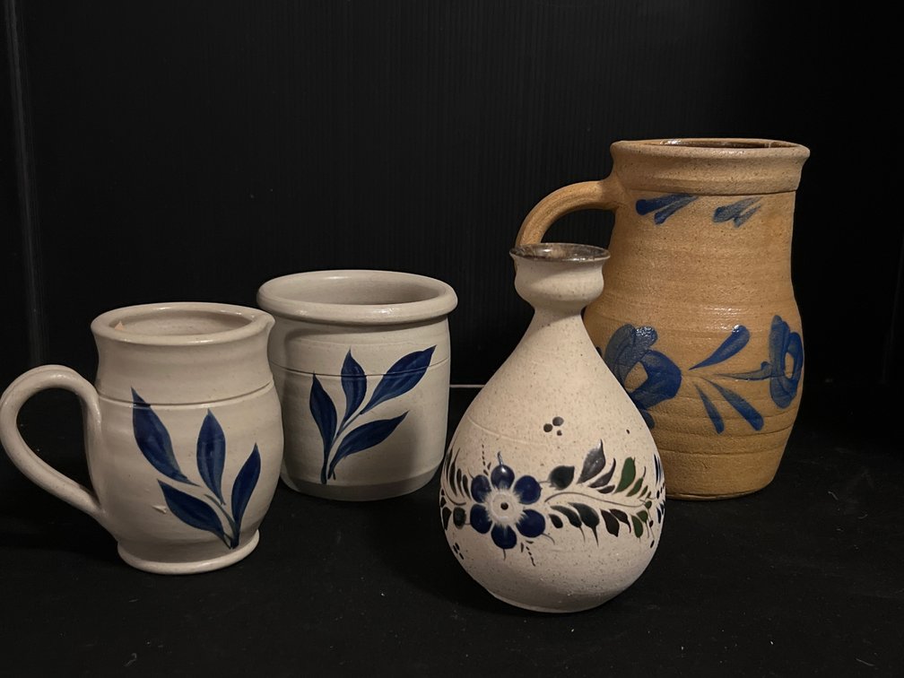Stoneware Pitchers, Cylindrical Crock & Ceramic Vase