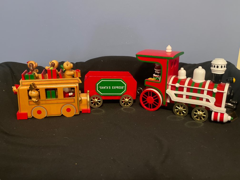 Two-Piece Wooden Christmas Toy Train Set