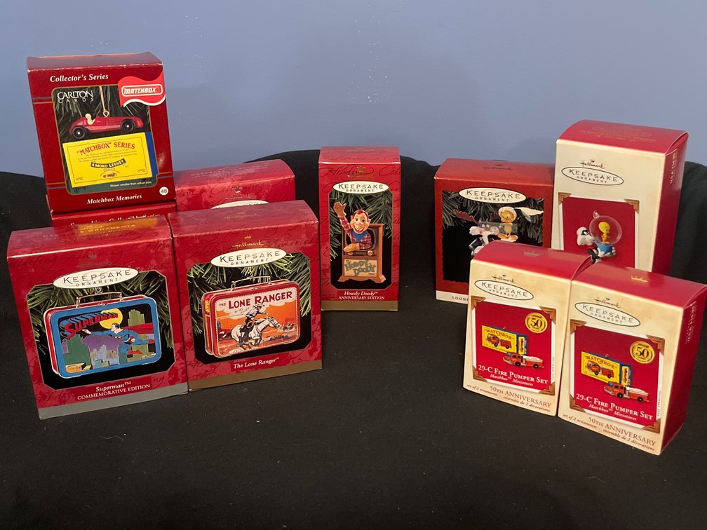 Boxed Character and Vehicle Christmas Ornaments