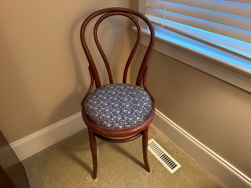 Bentwood Side Chair with Floral Upholstered Seat