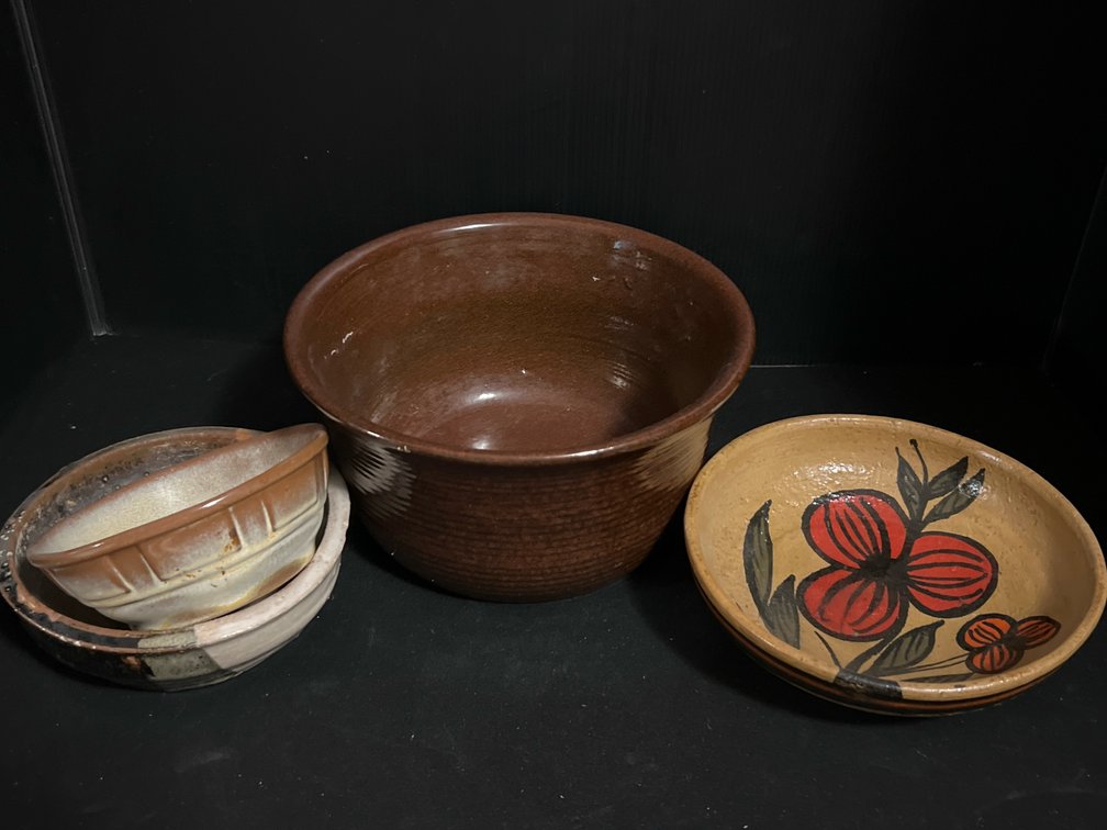 Stoneware Mixing Bowl, Hand-Painted Dish & Pottery Bowls