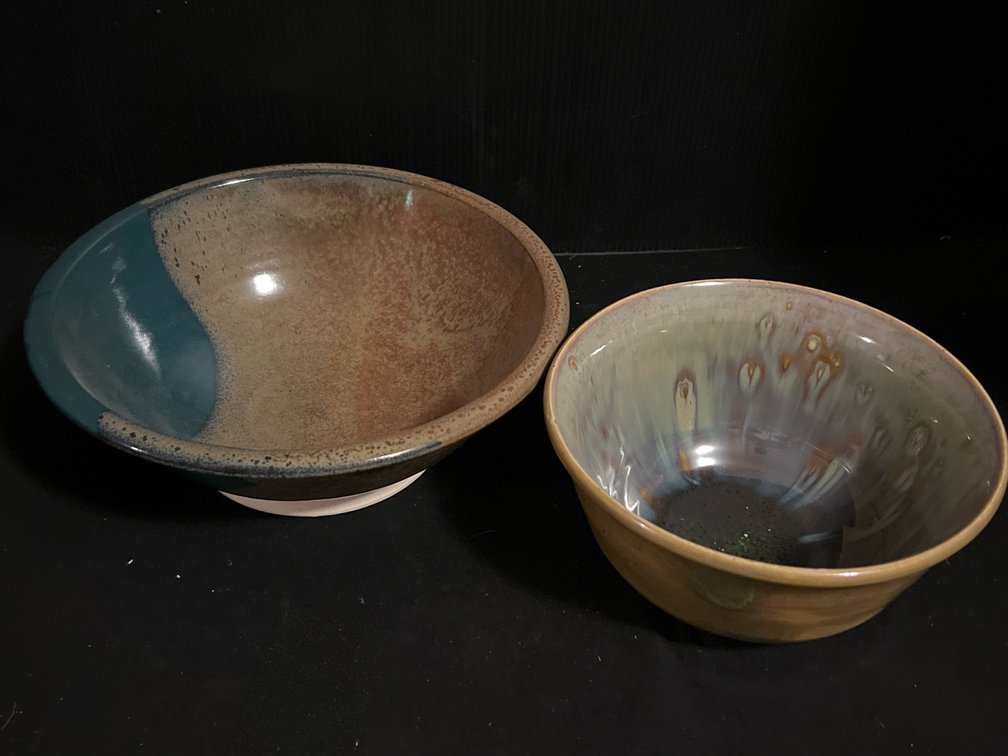 Two Glazed Ceramic Studio Pottery Bowls