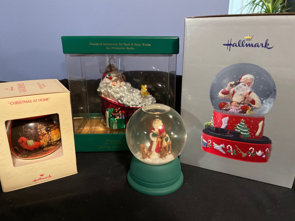 Glass Christmas Ornaments and Snow Globes