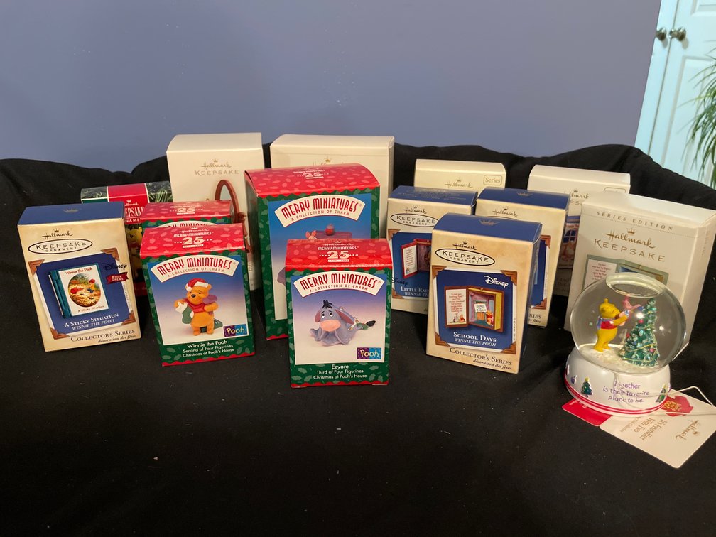 Hallmark Disney Winnie the Pooh Ornaments, Figurines, and Snow Globe