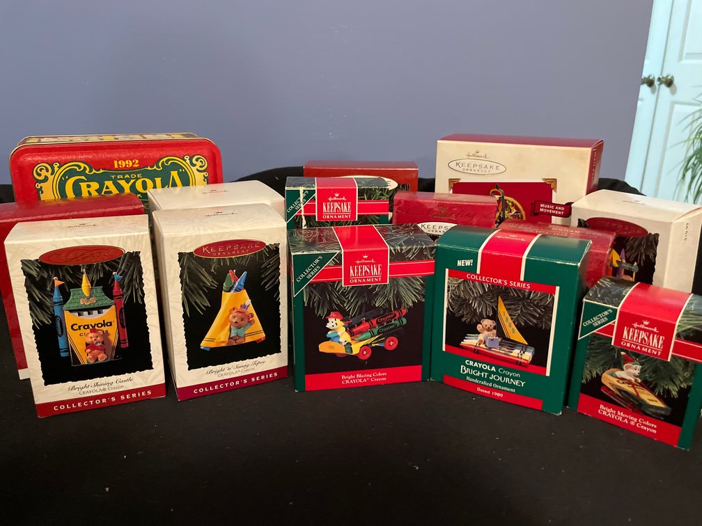 Hallmark Keepsake Crayola Ornaments and Tin Box