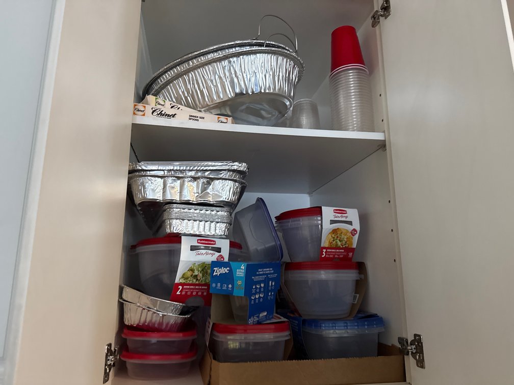 Storage Containers, Foil Pans, and Plastic Cutlery