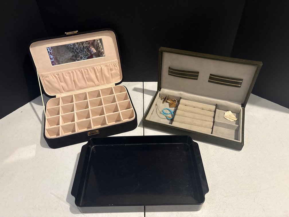 Jewelry Boxes and Valet Tray with Jewelry
