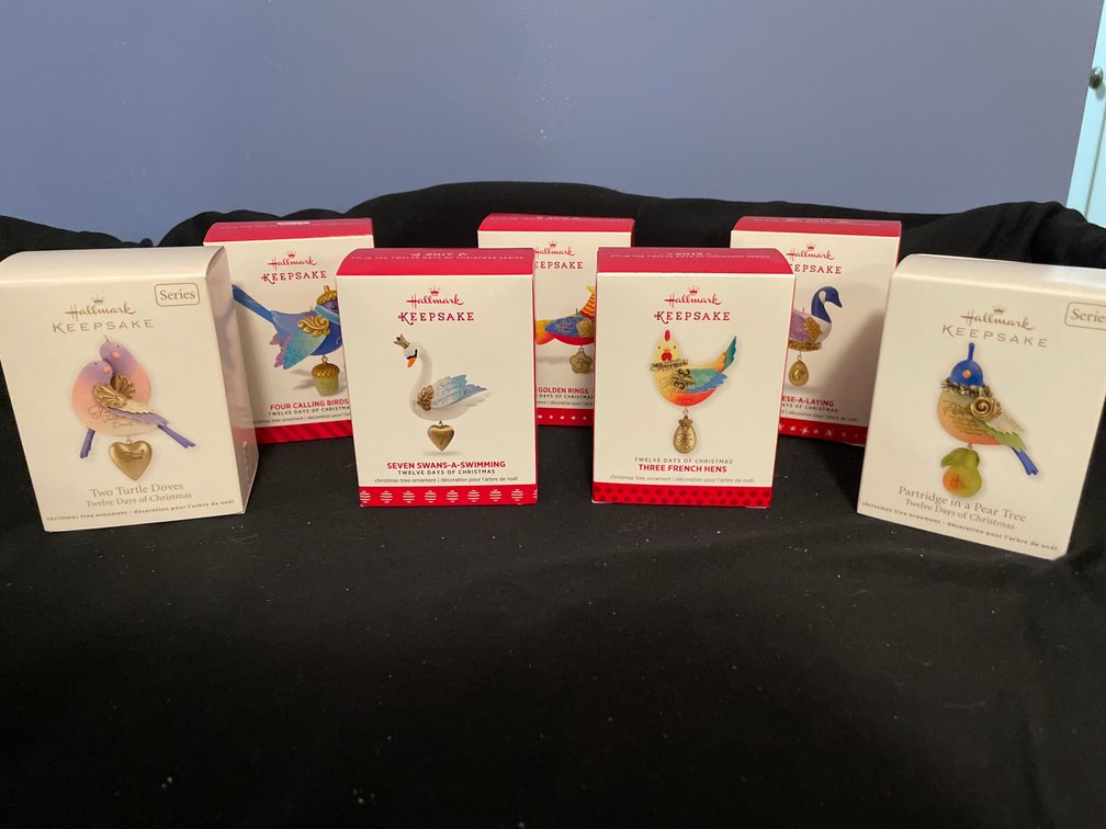 Hallmark Keepsake Twelve Days of Christmas Ornaments and Basket