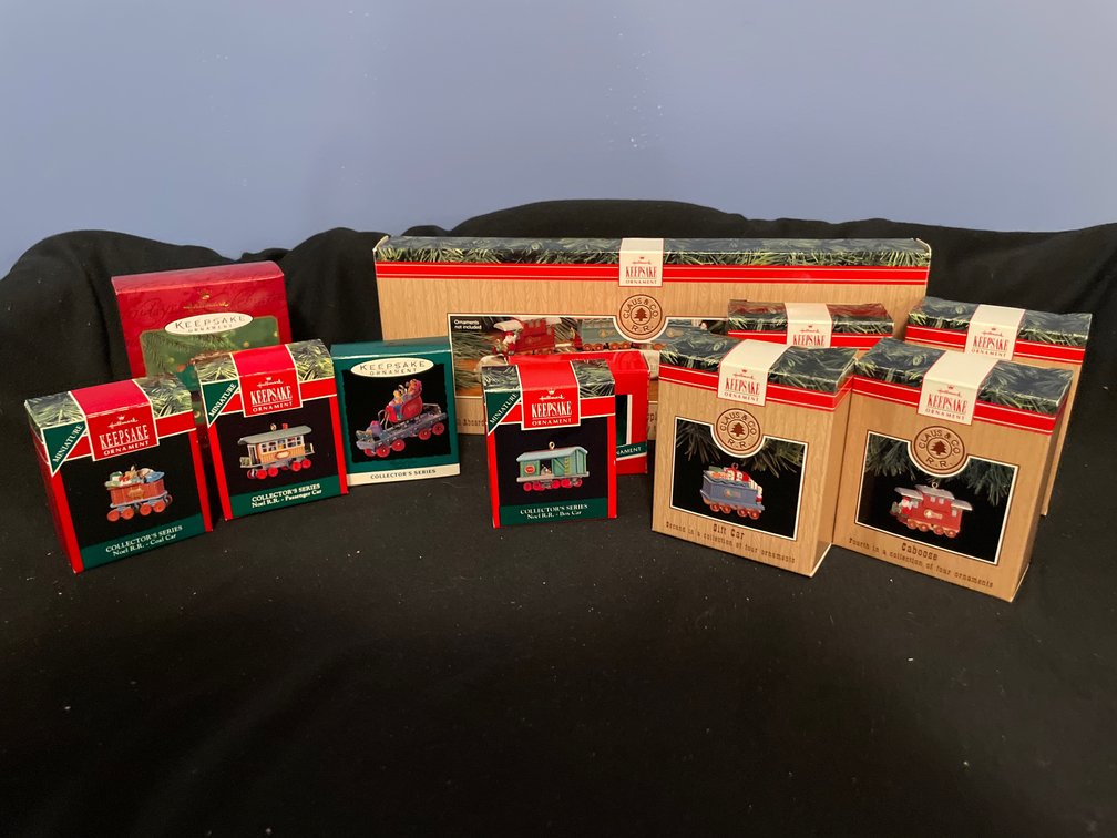 Hallmark Keepsake Train Ornaments and Display Stand