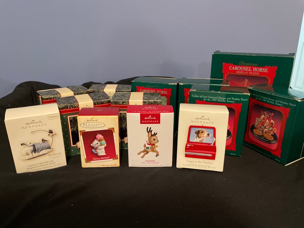 Hallmark Keepsake Christmas Ornaments and Display Stand