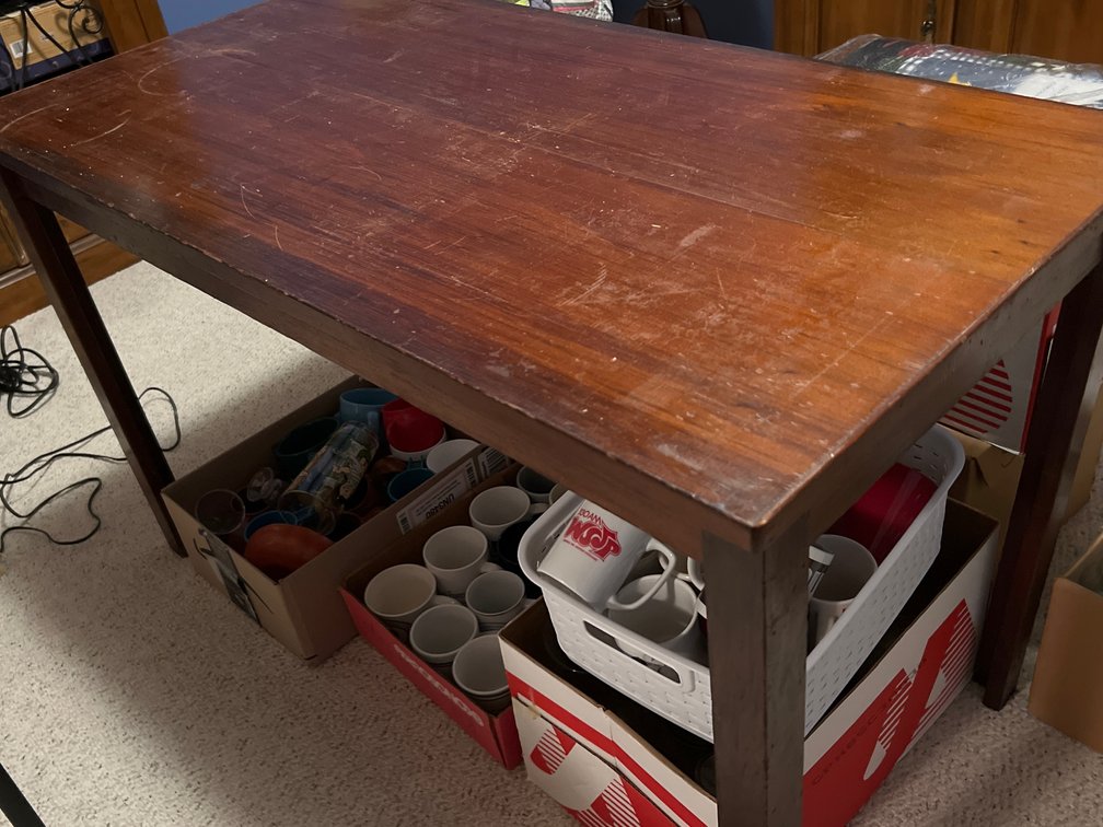Rectangular Dark-Stained Wood Table