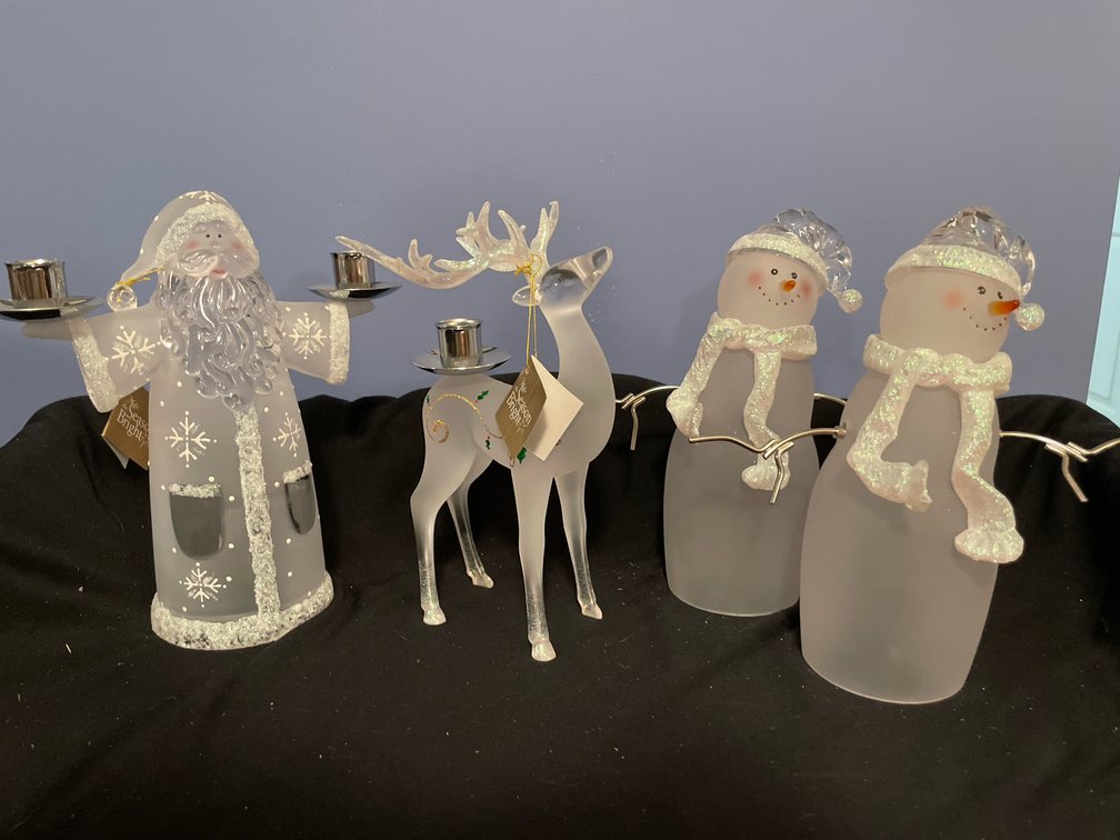 Frosted Holiday Candle Holders and Figurines
