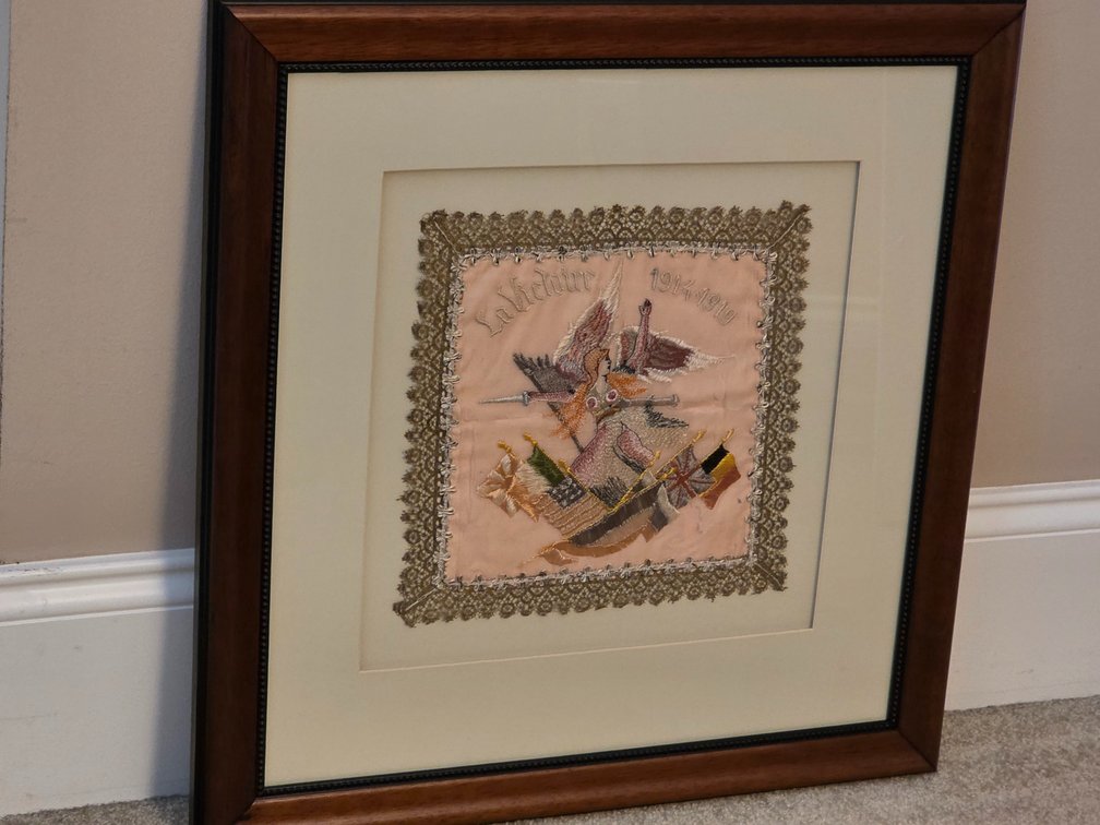 WWI La Victoire Embroidered Silk Textile