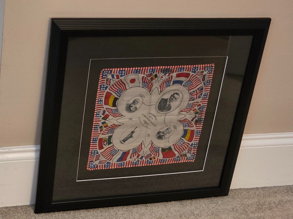 WWI Commemorative Framed Handkerchief